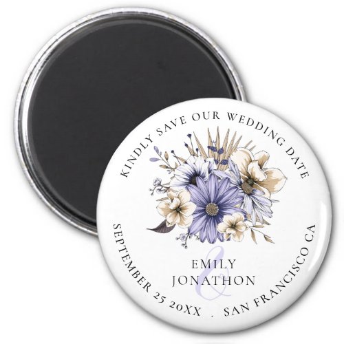 Lilac Florals Wedding Keepsake Save The Date Magnet