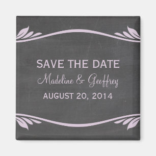 Lilac Flourish Chalkboard Save the Date Magnet