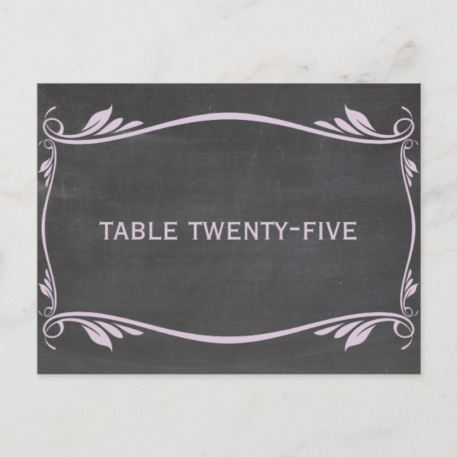 Lilac Flourish Chalkboard Table Number Postcard (Front)