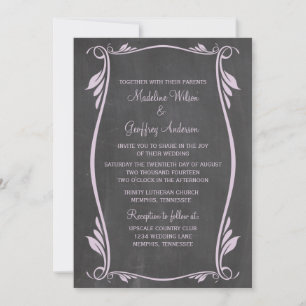 Lilac Flourish Chalkboard Wedding Invite
