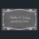 Lilac Flourish Chalkboard Wedding Stickers<br><div class="desc">Elegant and trendy Flourish Chalkboard Wedding Stickers featuring a chalkboard look background and a fancy swirl and leaf art deco border in purple. Easy to customize,  simply add your wedding details. Click "Customize It" to find more personalization options.</div>