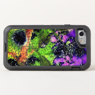 Lilac flower and leaves aged in carved mosaic OtterBox defender iPhone SE/8/7 case