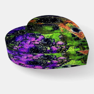 Lilac flower and leaves aged in carved mosaic paperweight