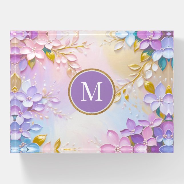 Lilac Flower Art Paperweight (Front)