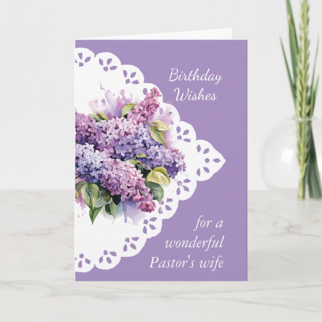 Lilac Flower Bouquet Pastor's Wife Card (Front)