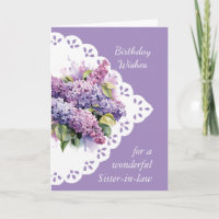 Lilac Flower Bouquet Sister-in-law Birthday Card