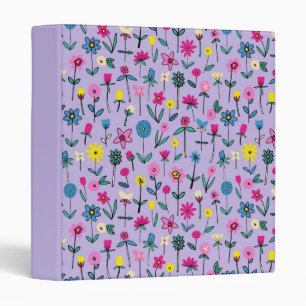Lilac Flower Garden kids pattern 3 Ring Binder