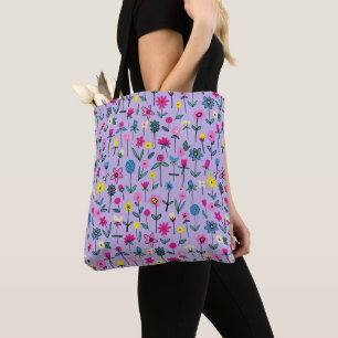 Lilac Flower Garden Tote Shopping Bag