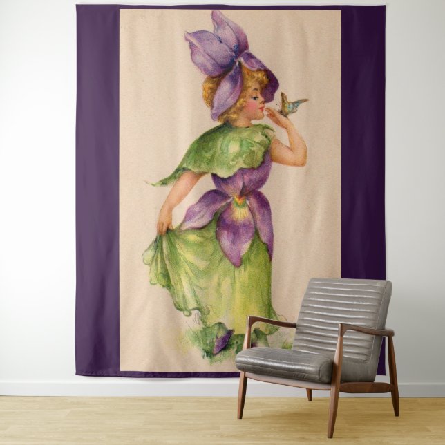 lilac flower girl tapestry (In Situ)