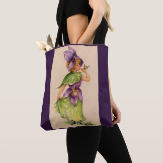 lilac flower girl tote bag