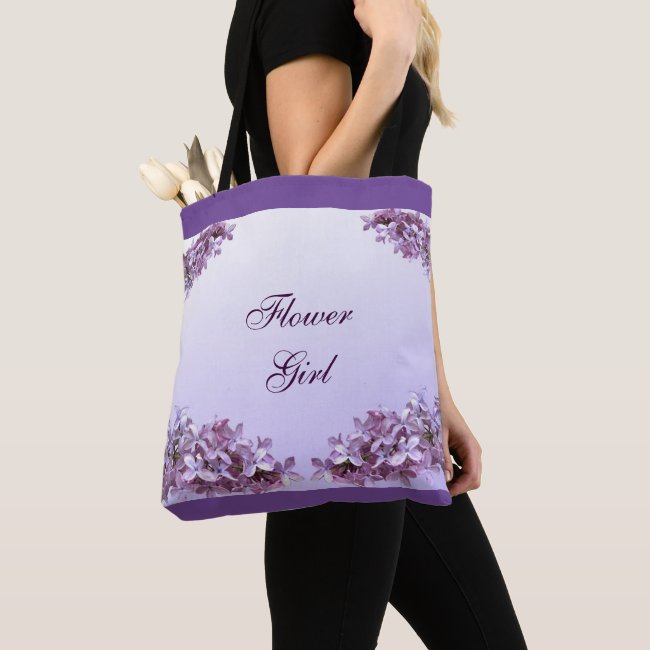Lilac Flower Girl Wedding Tote Bag