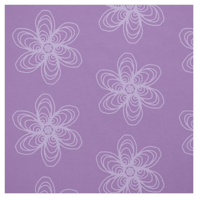 Lilac flower outline on purple background fabric (Swatch)