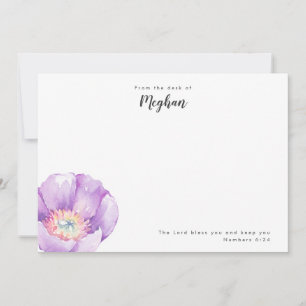 Lilac Flower Personalized Scripture Note Card