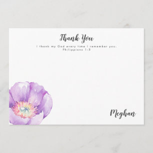 Lilac Flower Personalized Scripture Thank You Card