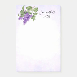 Lilac Flower Vintage Botanical Purple Green Floral Post-it Notes