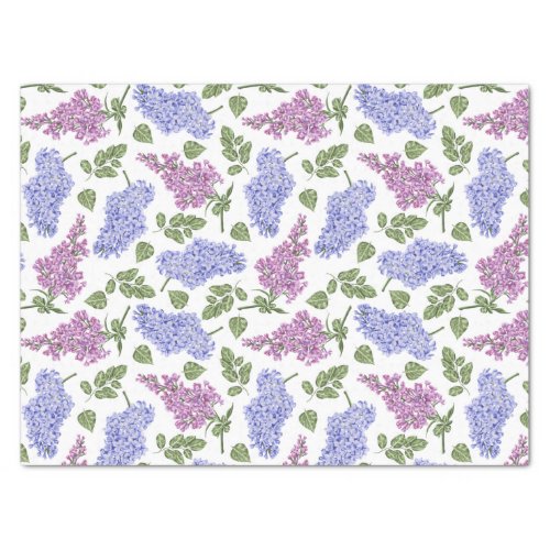 Lilac flowers and leaves pattern tissue paper
