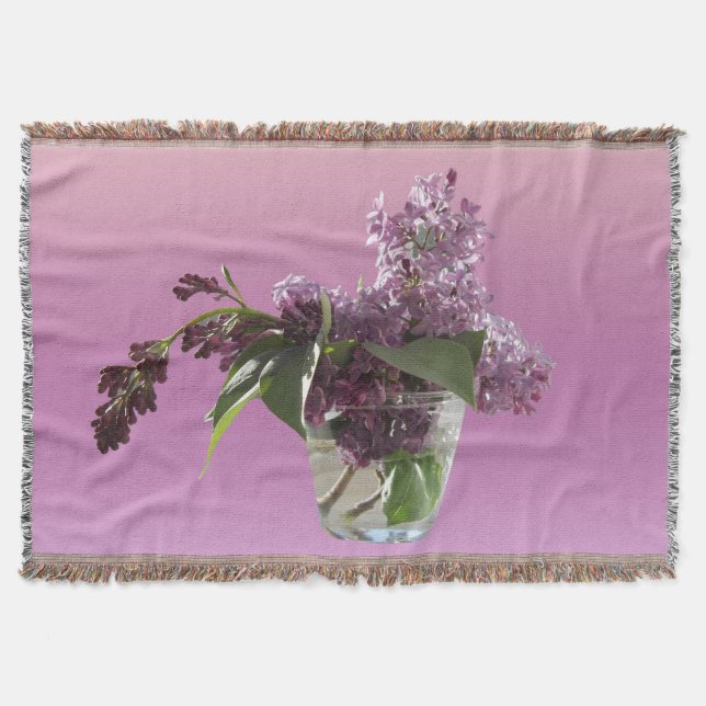 Lilac Flowers and Natural Light Throw Blanket (Front)