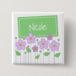 Lilac Flowers and Tag Button