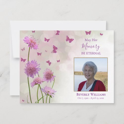 Lilac Flowers Butterflies Orthodox Photo Memorial Thank You Card