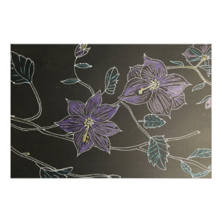 Lilac Flowers Drawing Poster