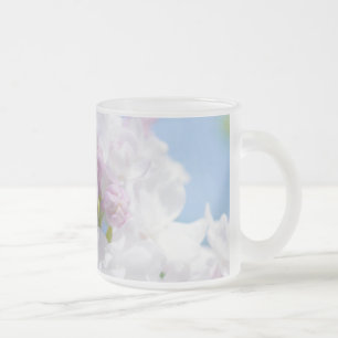 Lilac Flowers Frosted Glass Coffee Mug