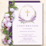 Lilac Flowers Girls First Confirmation Invitation