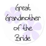 Lilac Flowers Great Grandmother of Bride Classic Round Sticker