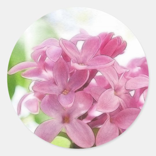 Lilac Flowers In The Morning Sunlight Classic Round Sticker
