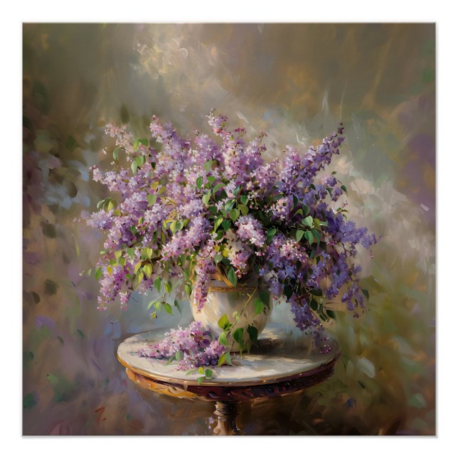 Lilac Flowers in Vase Poster (Front)