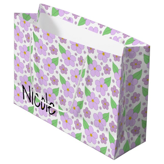 Lilac Flowers Large Gift Bag (Front Angled)