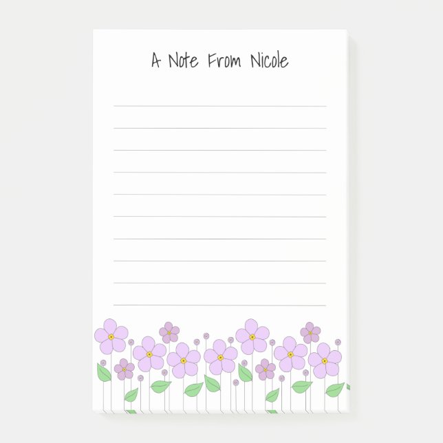 Lilac Flowers Lined Paper Notes (Front)