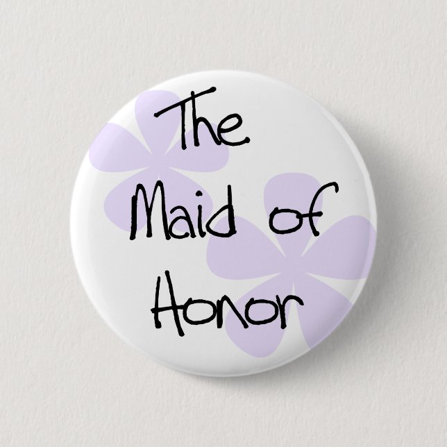 Lilac Flowers Maid of Honor Button (Front)