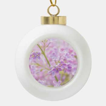 Lilac Flowers Mist Ceramic Ball Christmas Ornament by DigitalSolutions2u at Zazzle