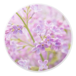 Lilac Flowers Mist Ceramic Knob