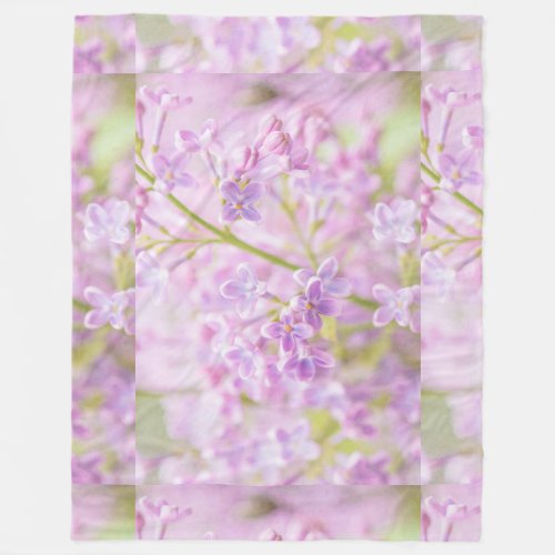 Lilac Flowers Mist Fleece Blanket