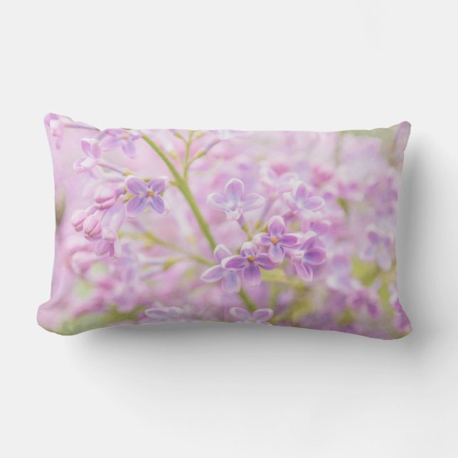 Lilac Flowers Mist Lumbar Pillow (Front)