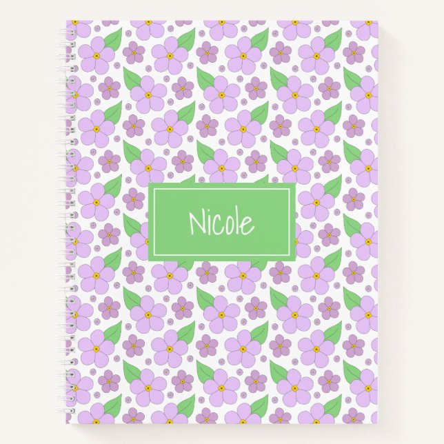 Lilac Flowers Pattern Notebook (Front)