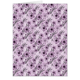 Lilac flowers pattern on tiger background card