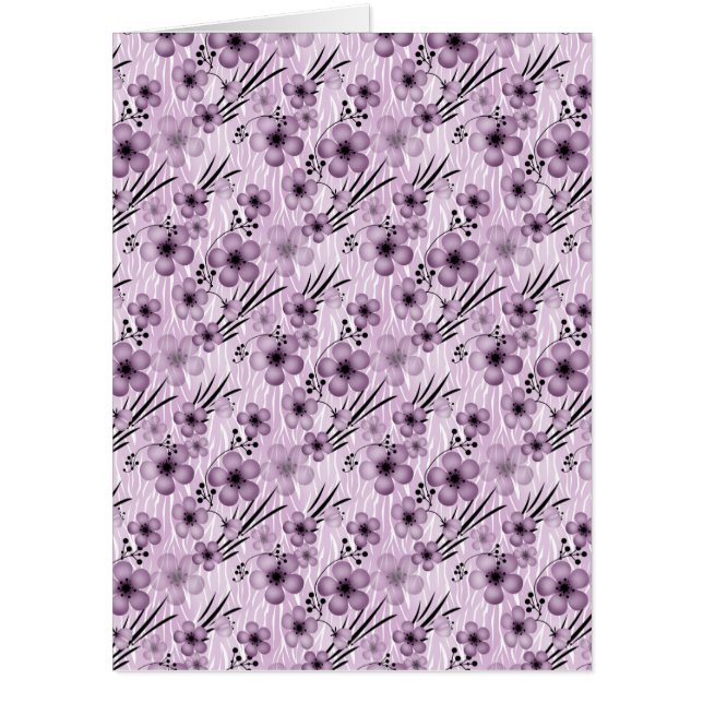 Lilac flowers pattern on tiger background card (Front)