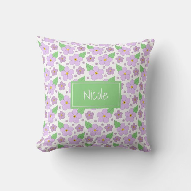 Lilac Flowers Pattern Pillow (Front)