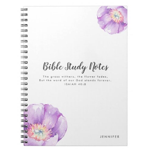 Lilac Flowers Personalized Bible Study Notebook