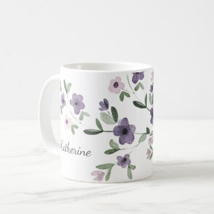 lilac flowers personalized name coffee mug