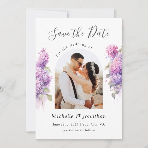 Lilac Flowers Photo Bible Verse Christian Wedding Save The Date