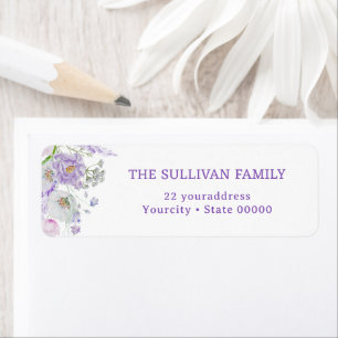 Lilac flowers return address label