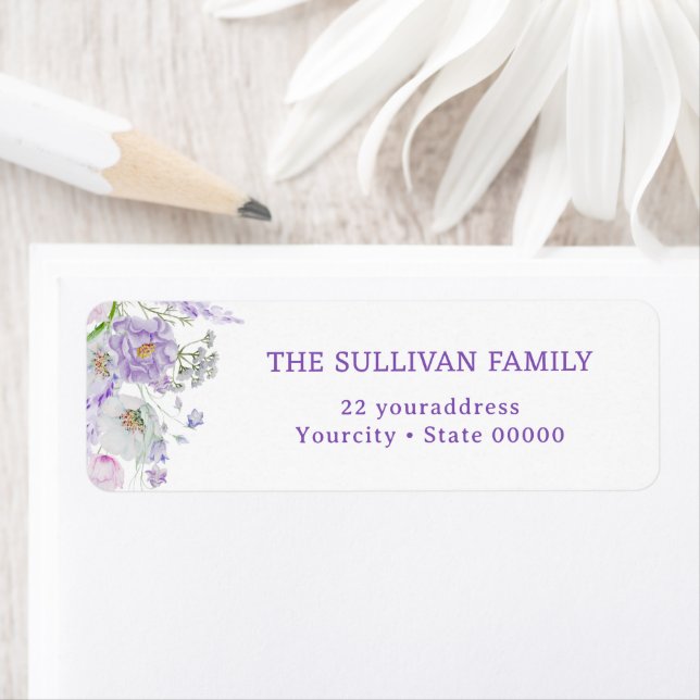 Lilac flowers return address label (Insitu)