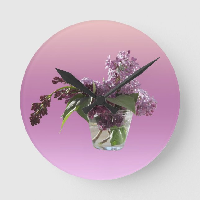 Lilac Flowers Round Clock (Front)