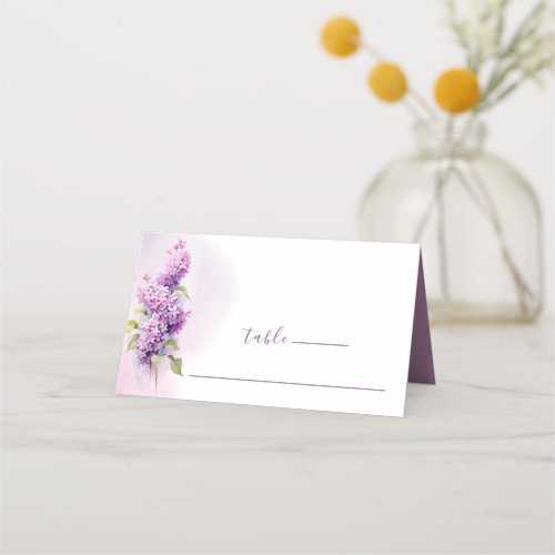 Lilac Flowers Watercolor Wedding Bible Verse Place Card