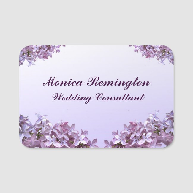 Lilac Flowers Wedding Consultant Name Tag