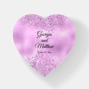 Lilac Foil and Glitter Wedding Paperweight