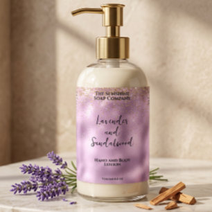 Lilac foil & gold glitter cosmetics bottle label